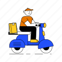 scooter, delivery, service, order, courier, shipping, fast, transport, business, express, deliver, package