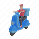 boy, riding, illustration, shipping, delivery boy riding scooter, fast delivery 