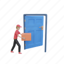 door, delivery, contactless, agent, illustration 