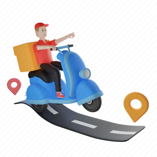 Flash, delivery, boy, riding, vehicle, fast, food 3D illustration - Download on Iconfinder