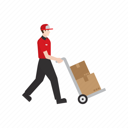 Courier, delivery, job, package, people, trolley, work icon - Download on Iconfinder