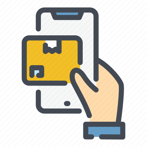 Box, delivery, hand, mobile, online, package, phone icon - Download on Iconfinder