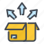arrow, box, delivery, open, package, parcel, up 