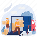 delivery, workers, transport, parcel, logistics, transportation, shipping, truck, teamwork