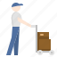 baggage, cart, delivery, man, push, shopping, tourist 