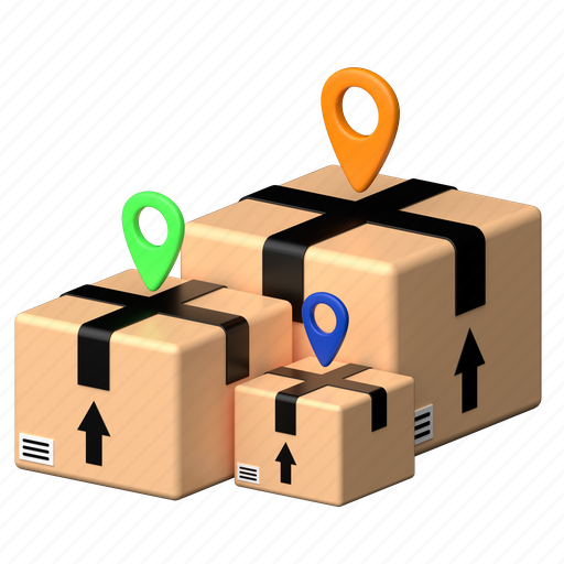 Delivery, location, pin, box 3D illustration - Download on Iconfinder