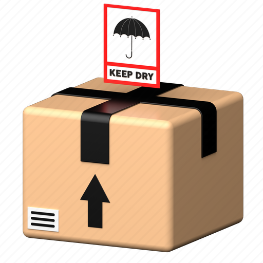 Keep dry, box, deliver, parcel 3D illustration - Download on Iconfinder