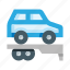 delivery truck, delivery van, car transporter, car 