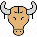 bull, skull, buffalo, head, animal, icon