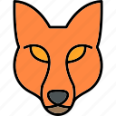 fox, animal, head, wild, wolf, icon