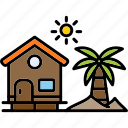 resort, beach, house, coastal, maldives, ocean, icon