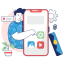 male developer designing, mobile