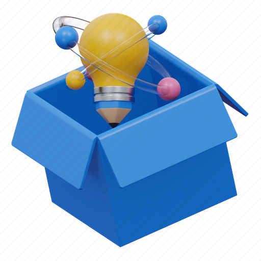 Thinking, out of the box, creative, creaetivity, innovation, idea, bulb 3D illustration - Download on Iconfinder