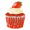cupcake, cake, berry, strawberry, cherry, dessert, sweet, fruit