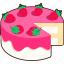 vanilla, strawberry, cake, was, divided, dessert, food, sweet 