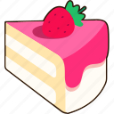 piece, of, vanilla, strawberry, cake, dessert, food, sweet