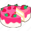 vanilla, strawberry, cake, is, being, divided, dessert, food, sweet 