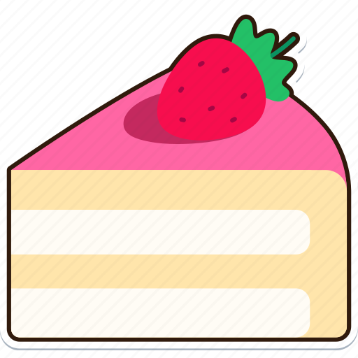 Piece, vanilla, strawberry, cake, dessert, food, sweet icon - Download on Iconfinder
