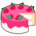 vanilla, strawberry, cake, was, divided, dessert, food, sweet