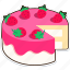 vanilla, strawberry, cake, was, divided, dessert, food, sweet 