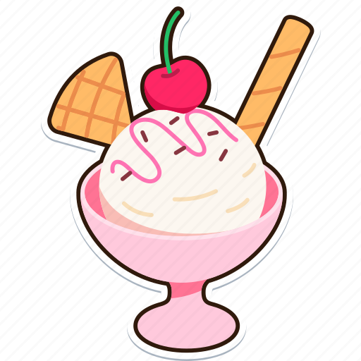 Vanilla, ice, cream, scoop, cup, cherry, dessert icon - Download on Iconfinder