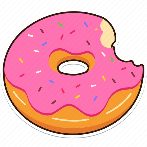 Strawberry, donut, with, bite, mark, dessert, food icon - Download on Iconfinder