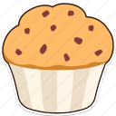 muffin, chocolate, chip, dessert, food, sweet
