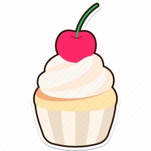 Cup, cake, with, cherry, cream, topping, dessert icon - Download on Iconfinder