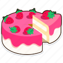 vanilla, strawberry, cake, is, being, divided, dessert, food, sweet
