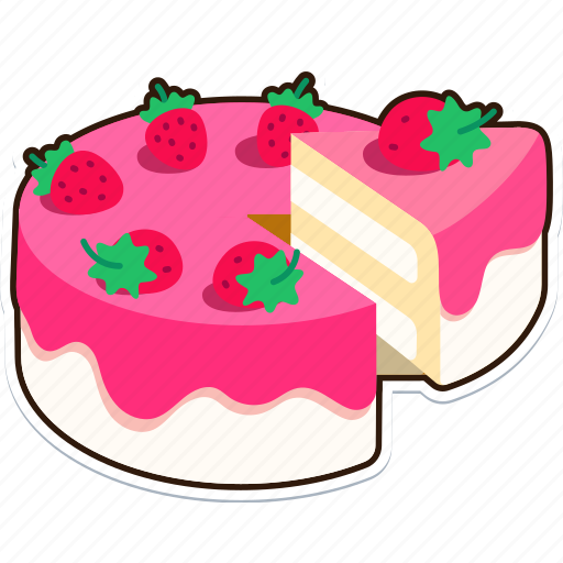 Vanilla, strawberry, cake, is, being, divided, dessert icon - Download on Iconfinder