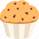 muffin, chocolate, chip, dessert, food, sweet