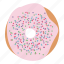 bread, dessert, donut, doughnut, pink, sprinkles, sweet 