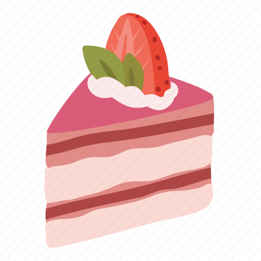 Cake, dessert, food, pink, slice, strawberry, sweet icon - Download on Iconfinder