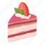 cake, dessert, food, pink, slice, strawberry, sweet 