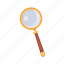 magnifying, glass, flat, icon, detective, set, work, equipment 