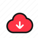 cloud, download, restore, sync, storage, arrow, down