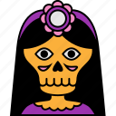 woman, colored, people, avatar, skull, user, dia de muertos, day of the dead