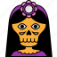woman, colored, people, avatar, skull, user, dia de muertos, day of the dead 