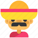 de, dia, hat, man, mexican, muertos, sombrero