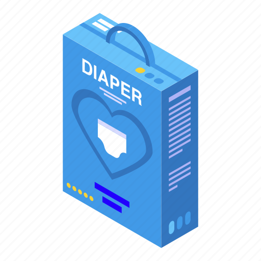 Diaper, package, isometric icon - Download on Iconfinder