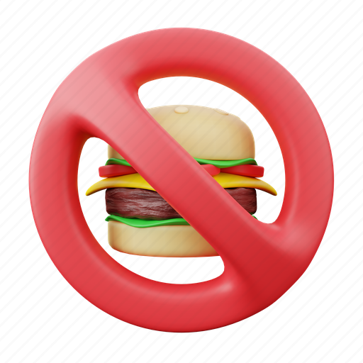 Junk food, prohibition, diet, hamburger, cholesterol, obesity, fat 3D illustration - Download on Iconfinder