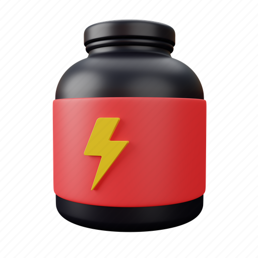 Whey, protein, bodybuilding, workout, supplement, nutrition, jar 3D illustration - Download on Iconfinder