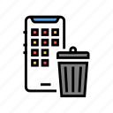 bin, device, mobile, phone, smartphone, trash