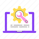website page icon, cog icon, wrench icon, website maintenance icon, website development icon, website construction icon, website repair icon, website improvement icon