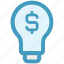 bulb, creativity, digital marketing, dollar sign, electric bulb, idea 