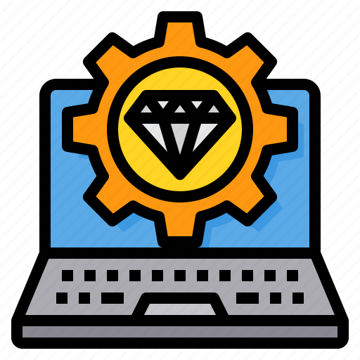 Diamond, gear, laptop, marketing, setting icon - Download on Iconfinder