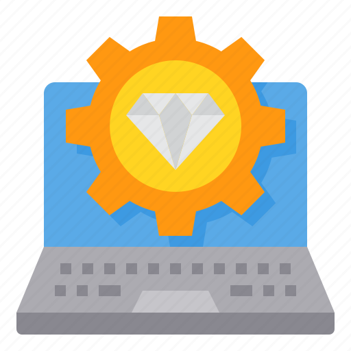 Diamond, gear, laptop, marketing, setting icon - Download on Iconfinder