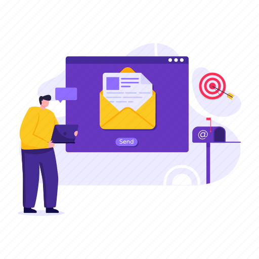 Mail marketing, mail publicity, email marketing, email ads, email advertisement illustration - Download on Iconfinder