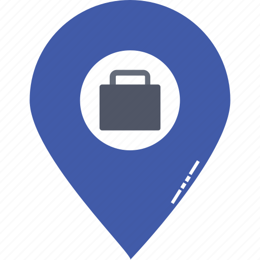Bag, briefcase, briefcase in map pin, case, luggage location, map pin, office location icon - Download on Iconfinder