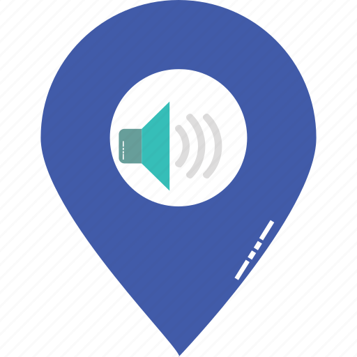Music location, music with location pin, speaker location, volume location, volume sign with map pin, volume sign with navigation, volume with location pin icon - Download on Iconfinder